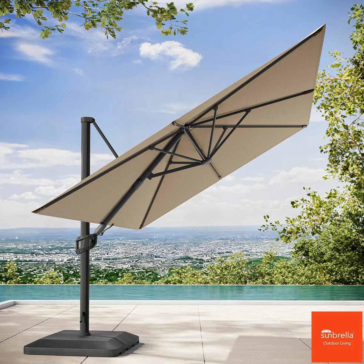 Seasons Sentry 10 x 13ft (3 x 3.9m) Rectangular Cantilever Umbrella with Base