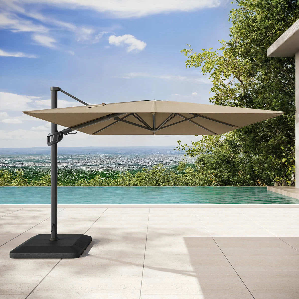 Seasons Sentry 10 x 13ft (3 x 3.9m) Rectangular Cantilever Umbrella with Base
