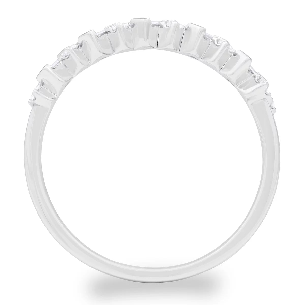 0.30ctw Baguette & Round Brilliant Cut Diamond Band Ring, 18ct White Gold