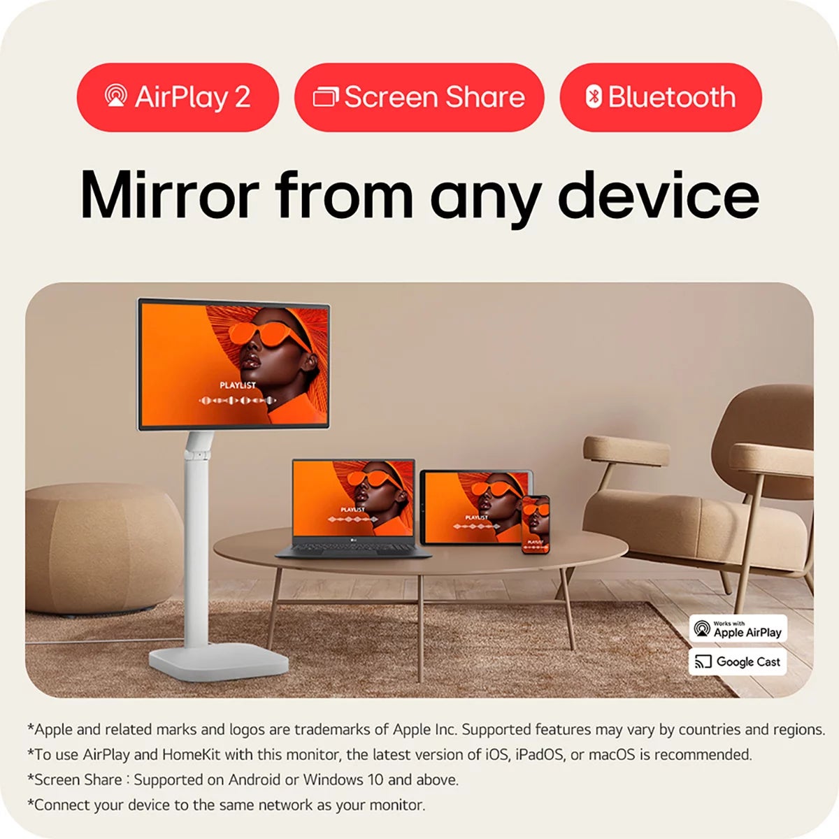 LG 32 inch 4K Ultra HD 60Hz IPS Smart Swing Monitor, 32U889SA, view 6
