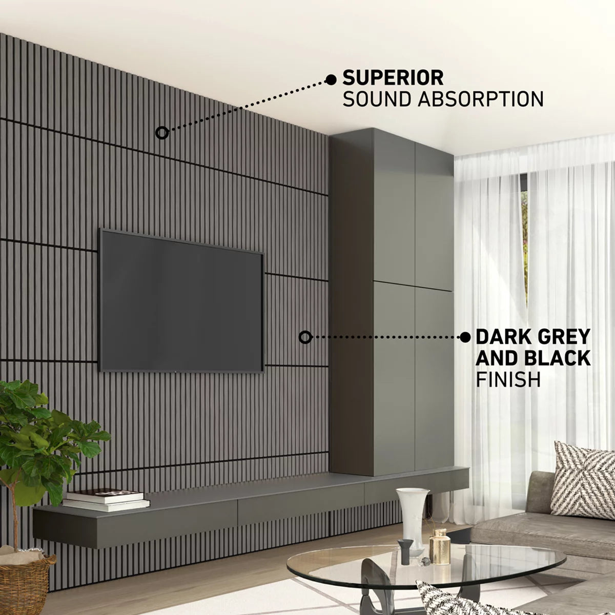 Artika Sonolok Acoustic Wall Panel Set in Dark Grey & Black, 4 Pack