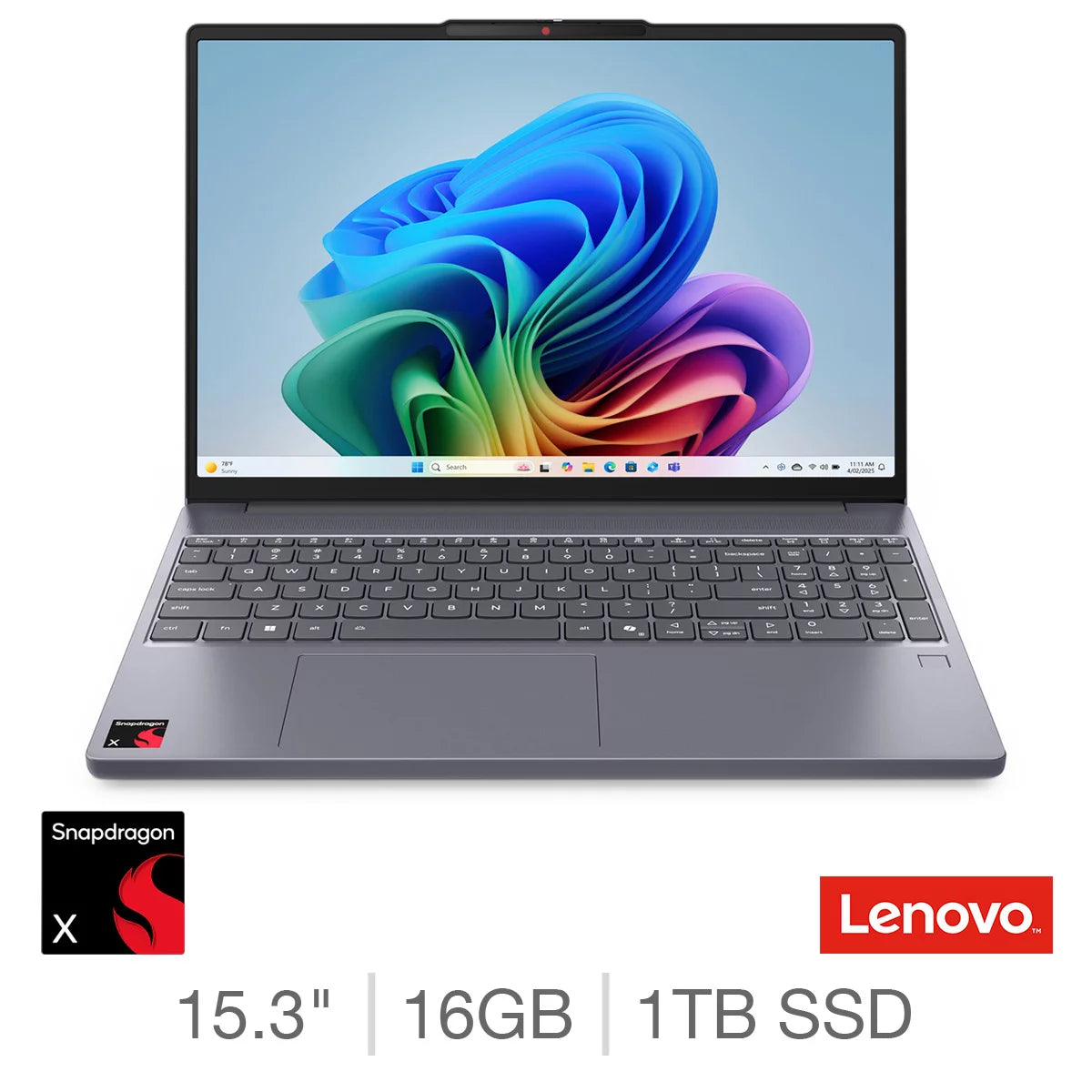 Lenovo IdeaPad Slim 3 Copilot+ PC, Snapdragon X, 16GB RAM, 1TB SSD, 15.3 Inch