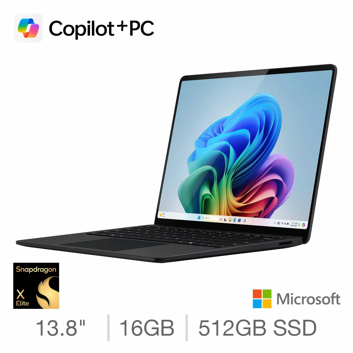 Microsoft Surface Laptop 7 Copilot+ PC, Snapdragon X Elite, 16GB RAM, 512GB SSD
