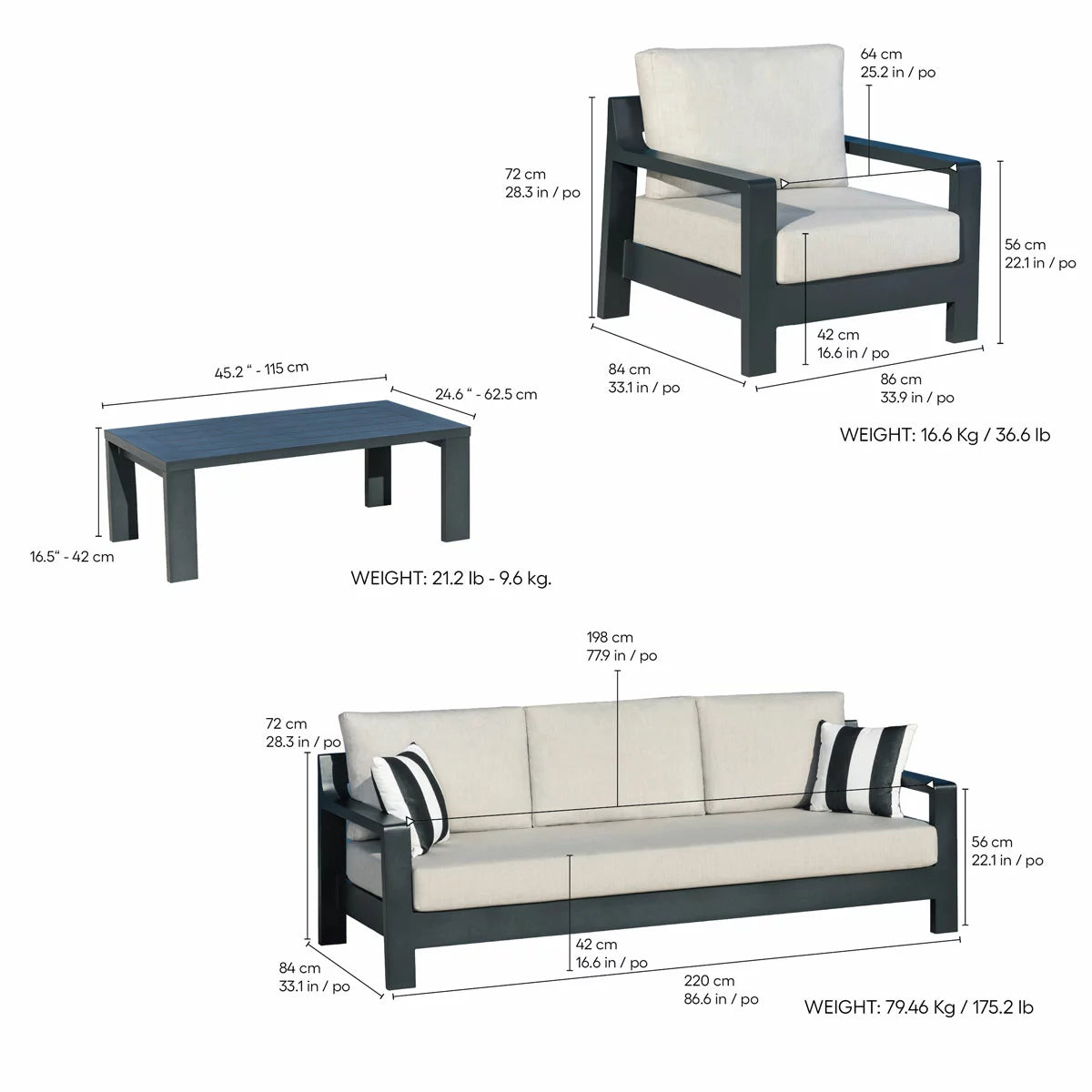 MoDe Terressa 4 Piece Deep Seating Set + Cover