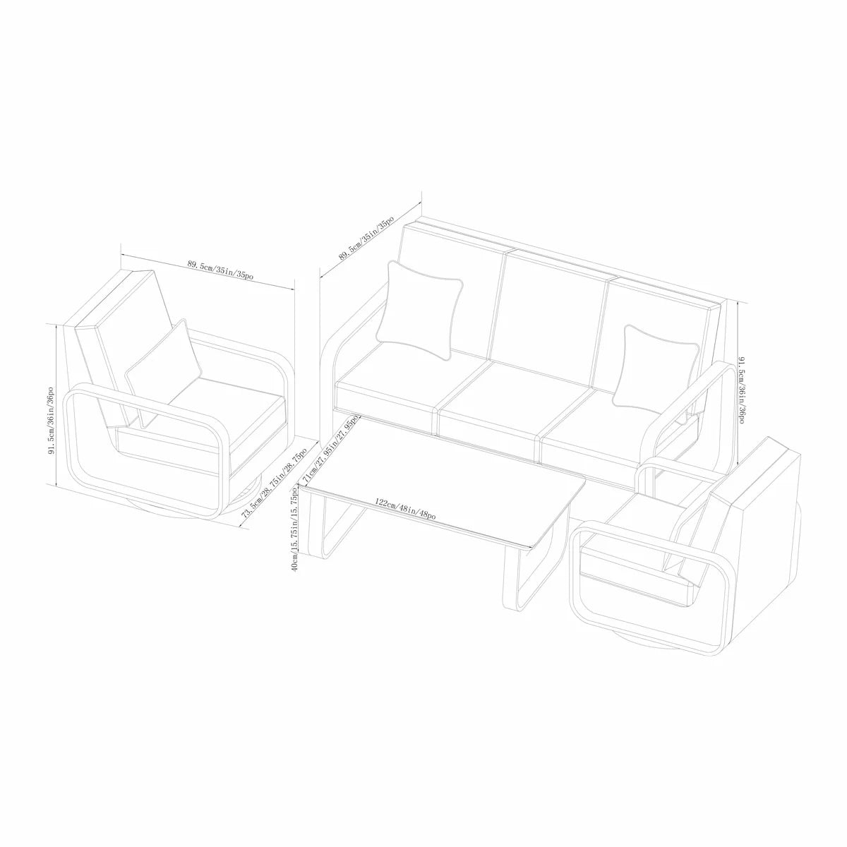 SunVilla Violet 4 Piece Wicker Deep Seating Set + Cover