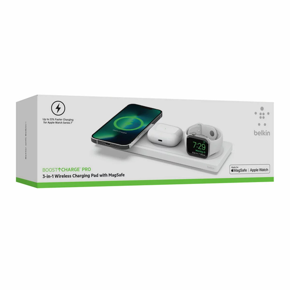 Belkin 3-In-1 Wireless Charging Pad With MagSafe White - WIZ016MYWH-APL