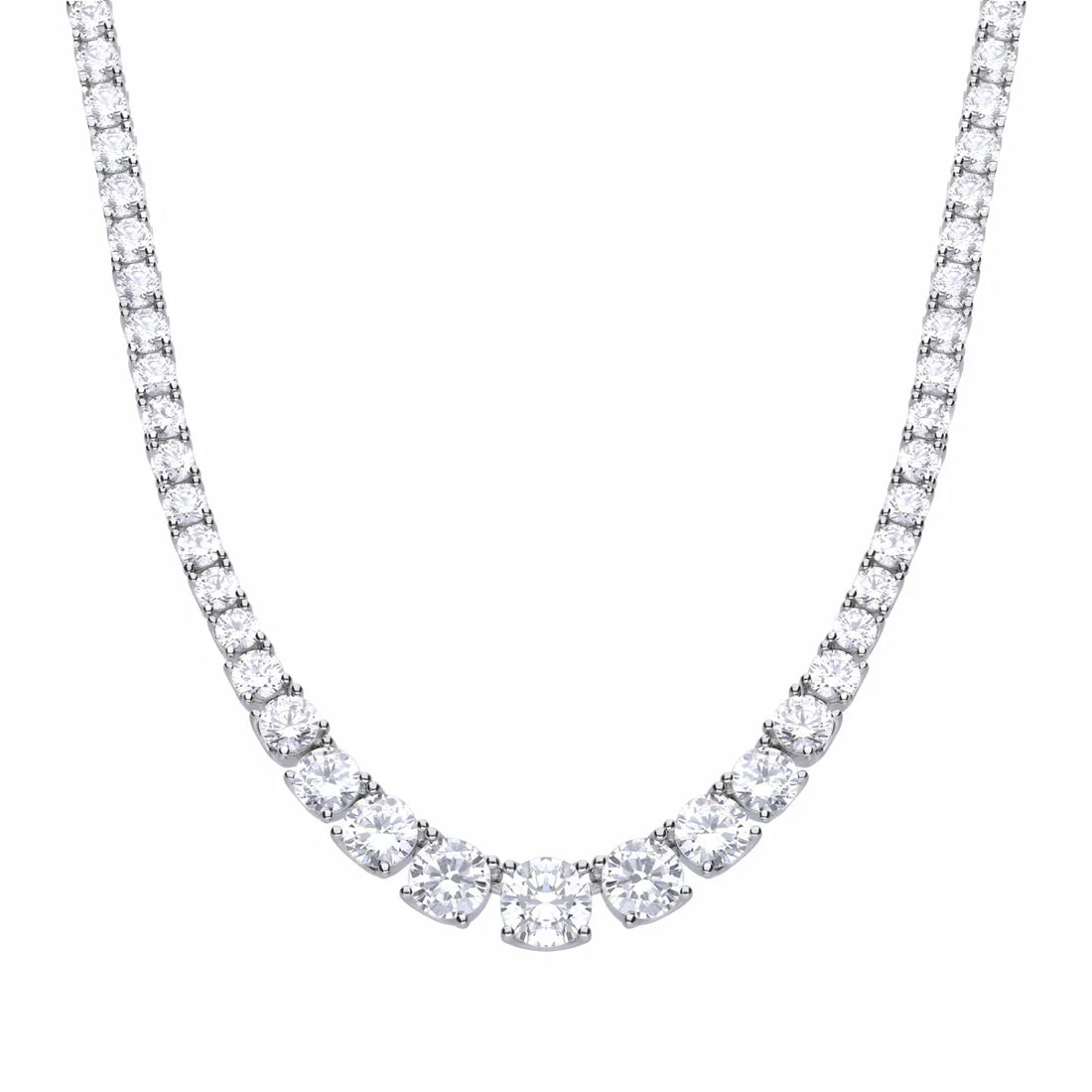 Diamonfire Sterling Silver Graduated Cubic Zirconia Tennis Necklace