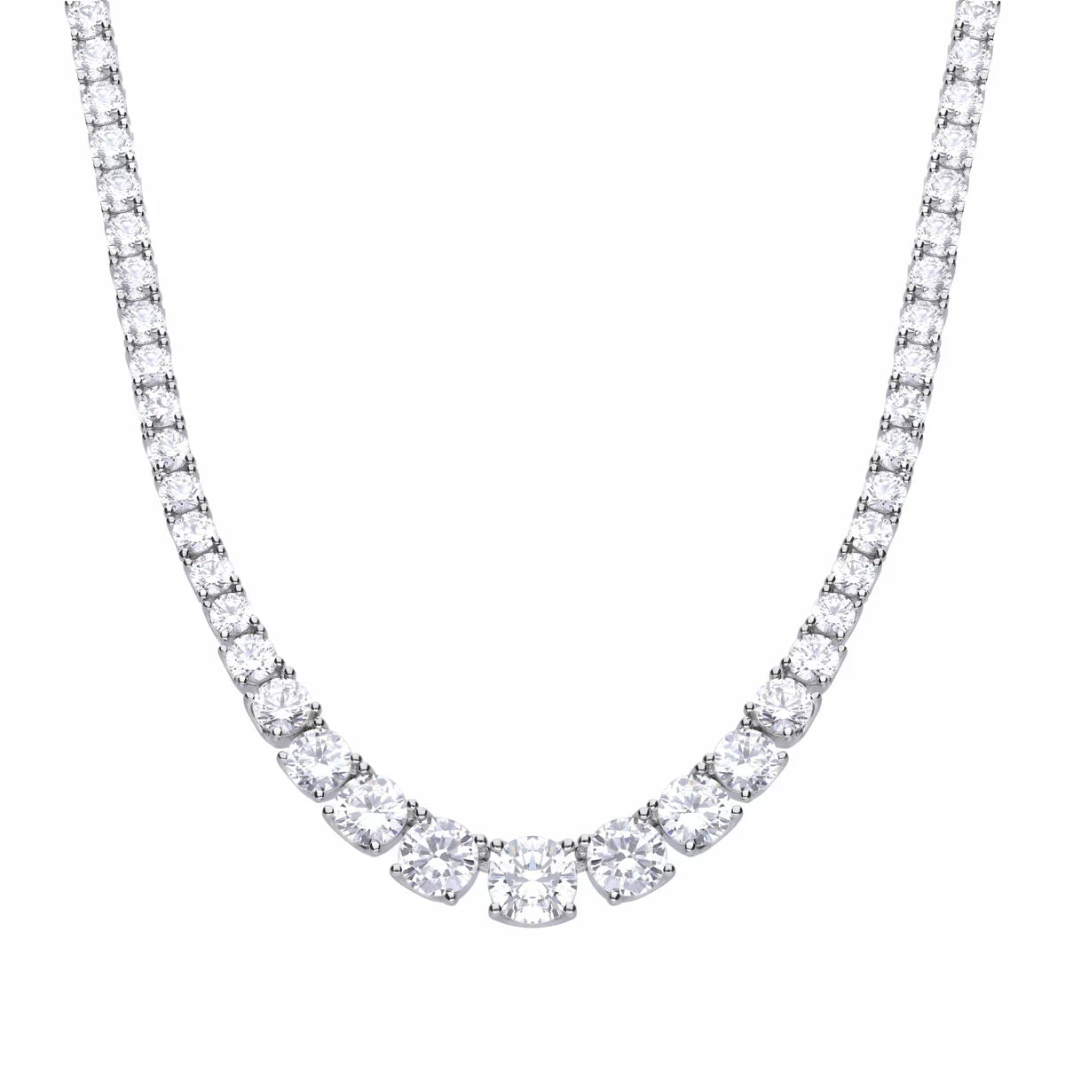Diamonfire Sterling Silver Graduated Cubic Zirconia Tennis Necklace