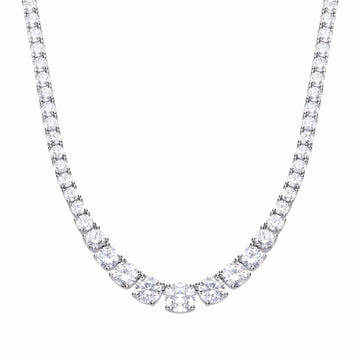 Diamonfire Sterling Silver Graduated Cubic Zirconia Tennis Necklace