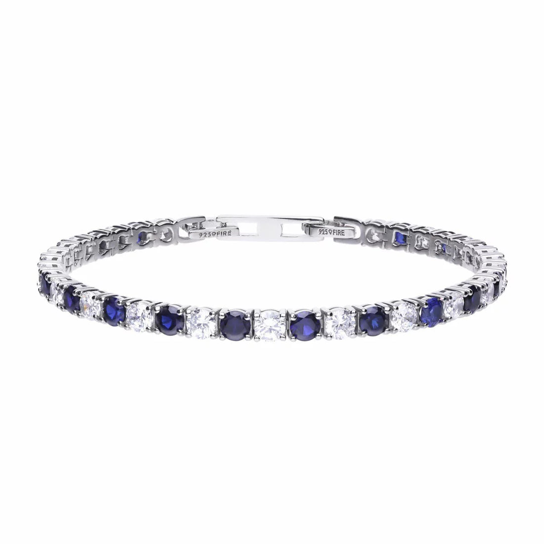 Diamonfire Sterling Silver Blue and White Cubic Zirconia Tennis Bracelet