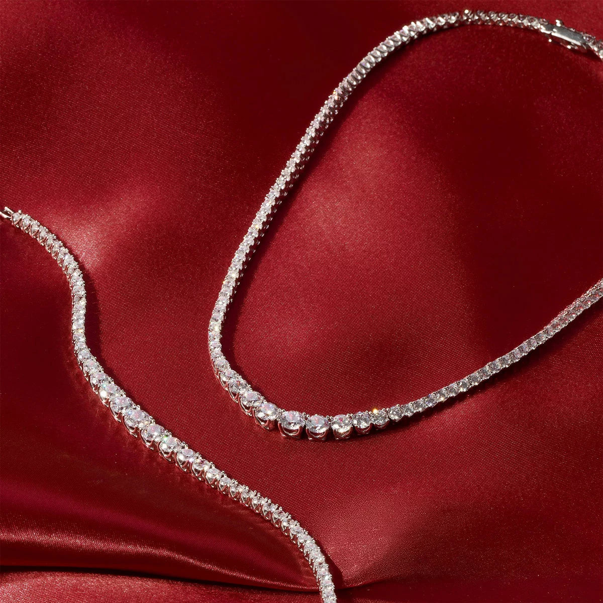 Diamonfire Sterling Silver Graduated Cubic Zirconia Tennis Necklace