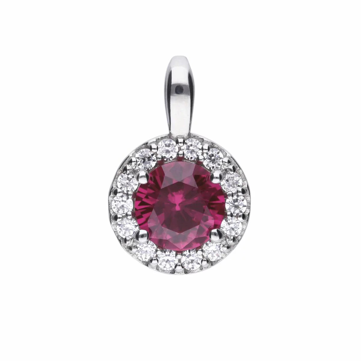 Diamonfire Sterling Silver Round Zirconia Red Pendant