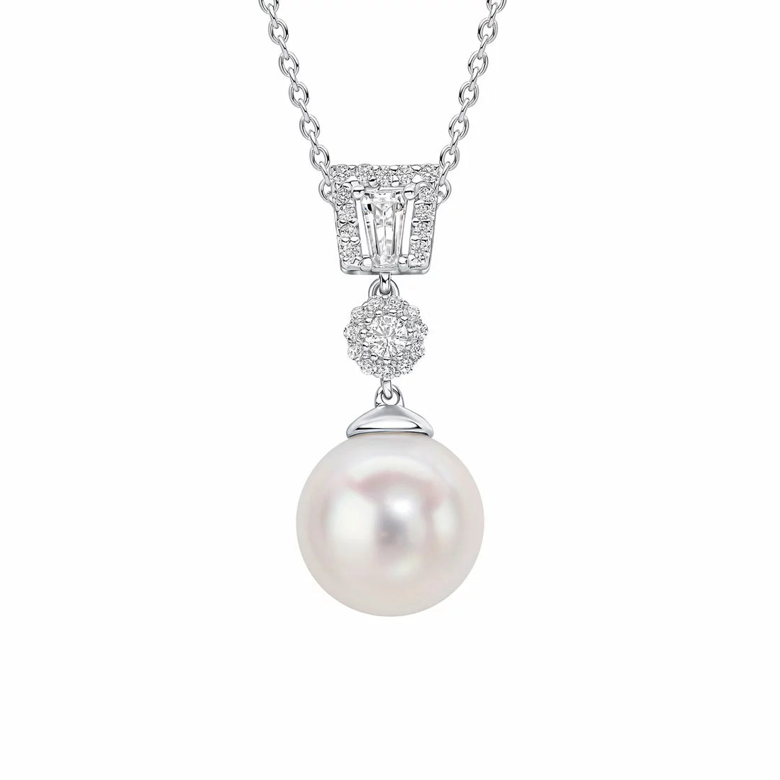 Diamonfire Sterling Silver Zirconia and Shell Pearl Drop Pendant