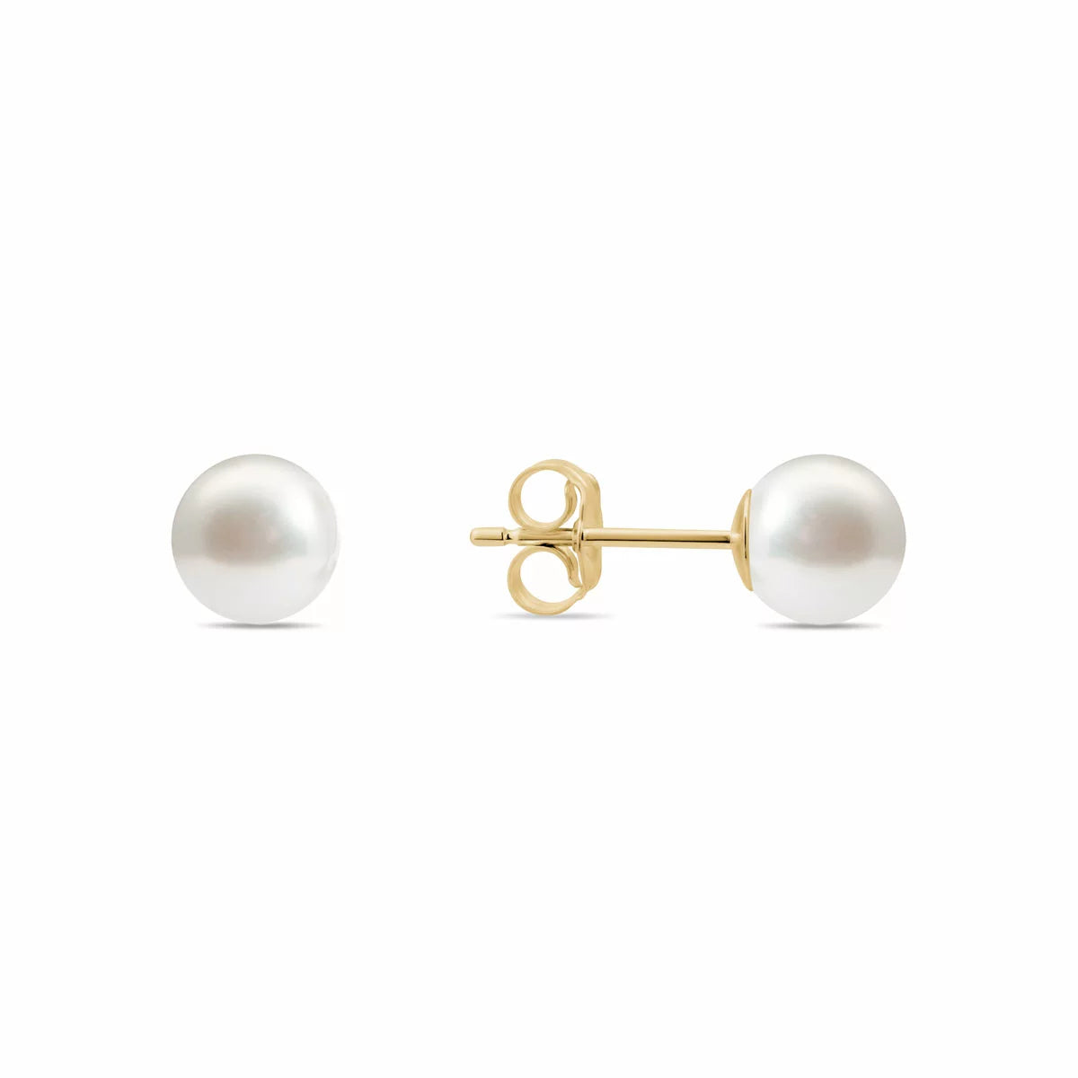 5-7mm Cultured Freshwater White Pearl Earring & Necklace Set, 14ct Yellow Gold