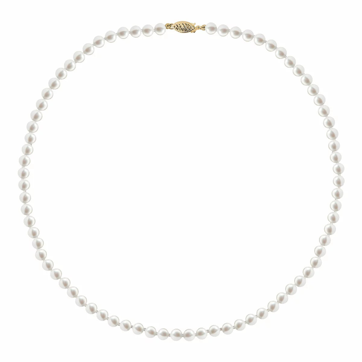 5-7mm Cultured Freshwater White Pearl Earring & Necklace Set, 14ct Yellow Gold
