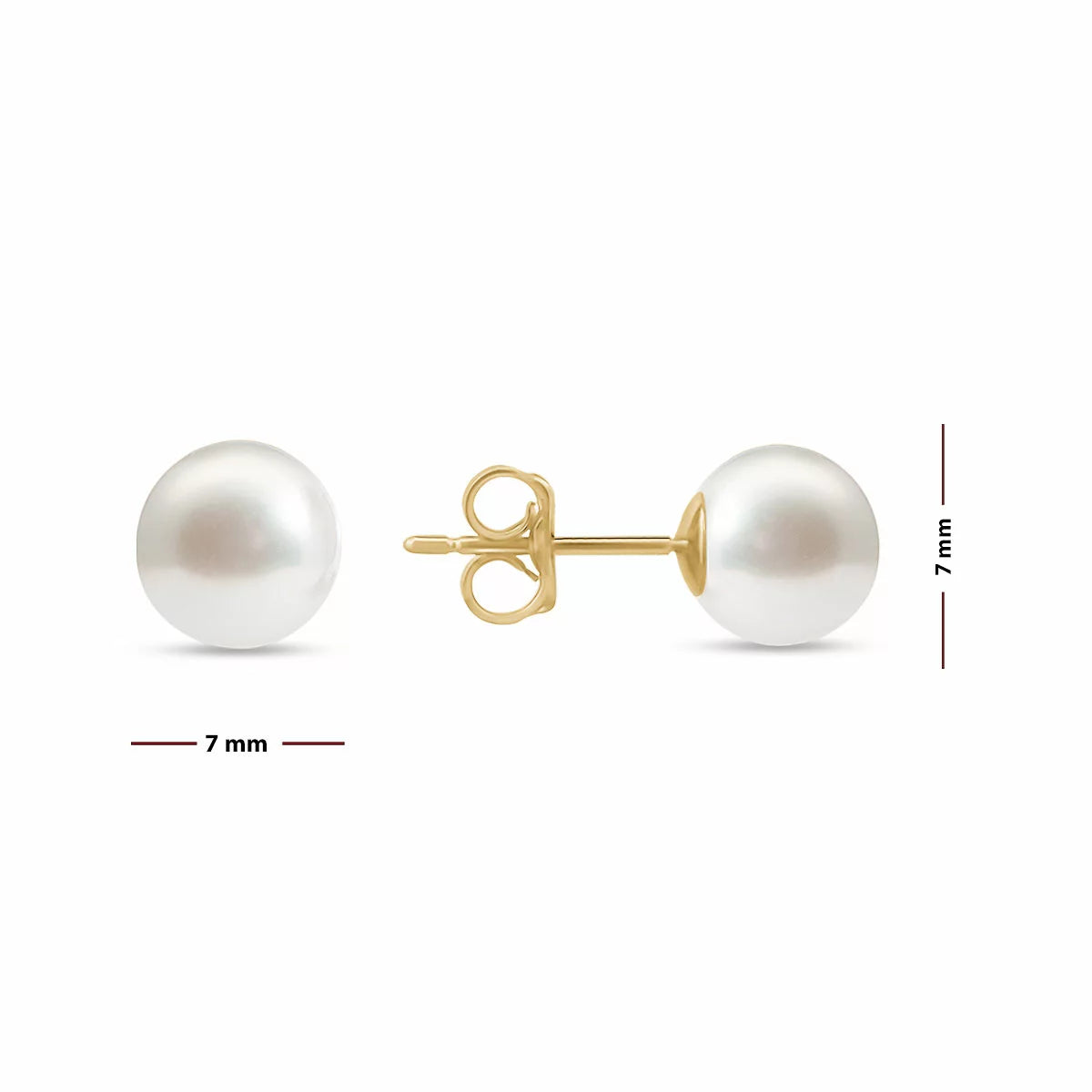 7-7.5mm Cultured Freshwater White Pearl Earrings, 14ct Yellow Gold