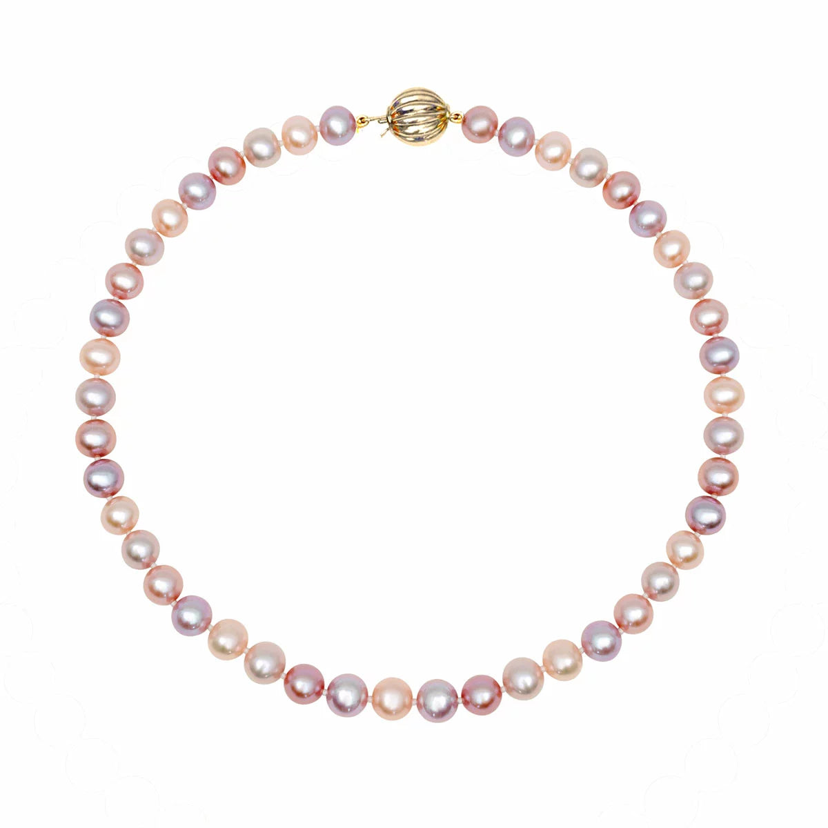 6-6.5mm Cultured Freshwater Multi Colour Pearl Necklace, 14ct Yellow Gold