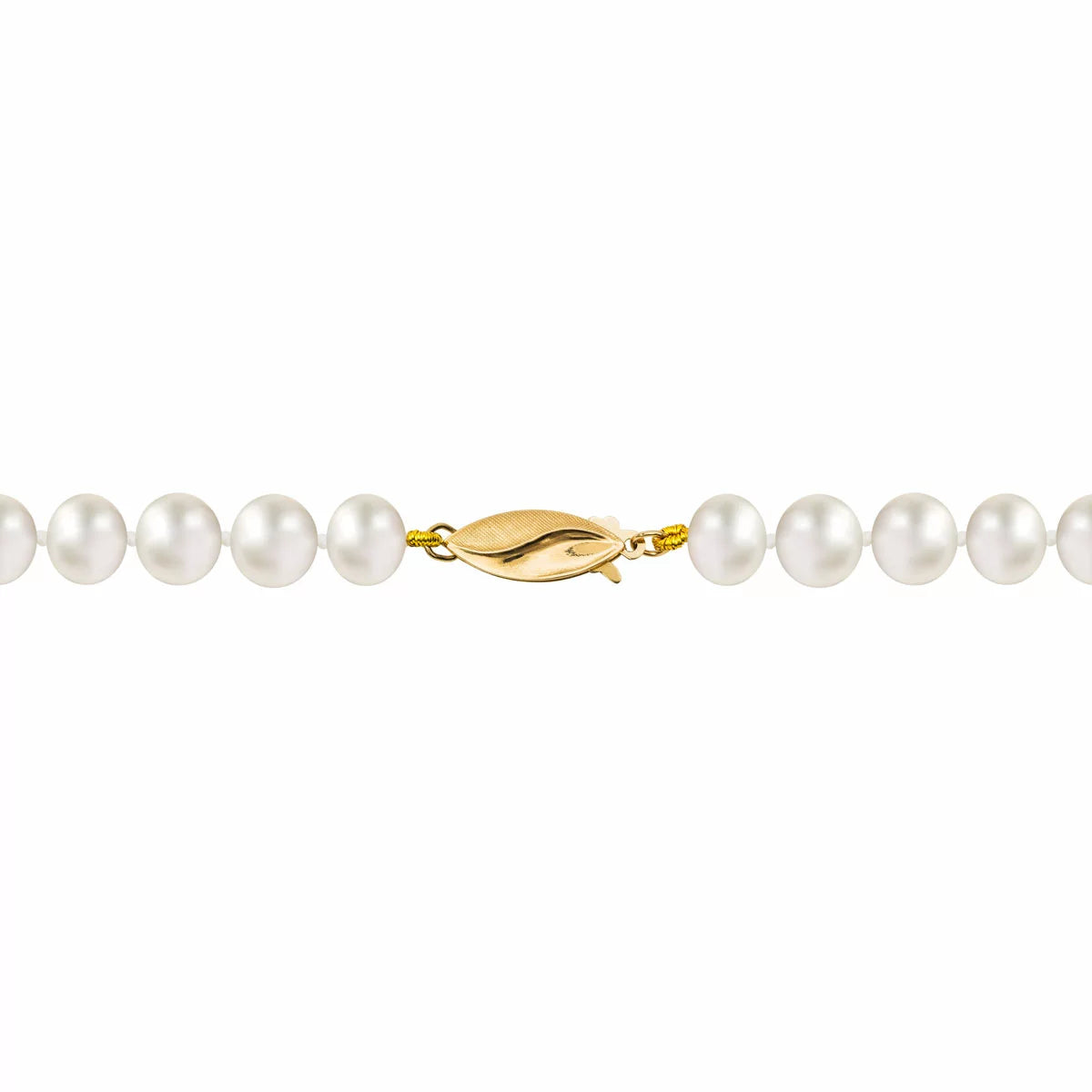 7-7.5mm Cultured Freshwater White Pearl Necklace, 14ct Yellow Gold