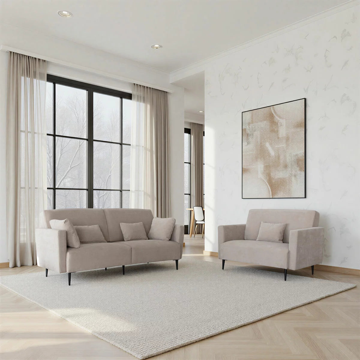 MOONAP Monroe Beige Fabric Loveseat