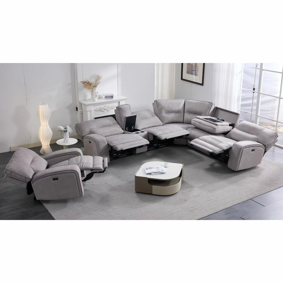 Excalibur Grey Fabric Power Recliner Armchair