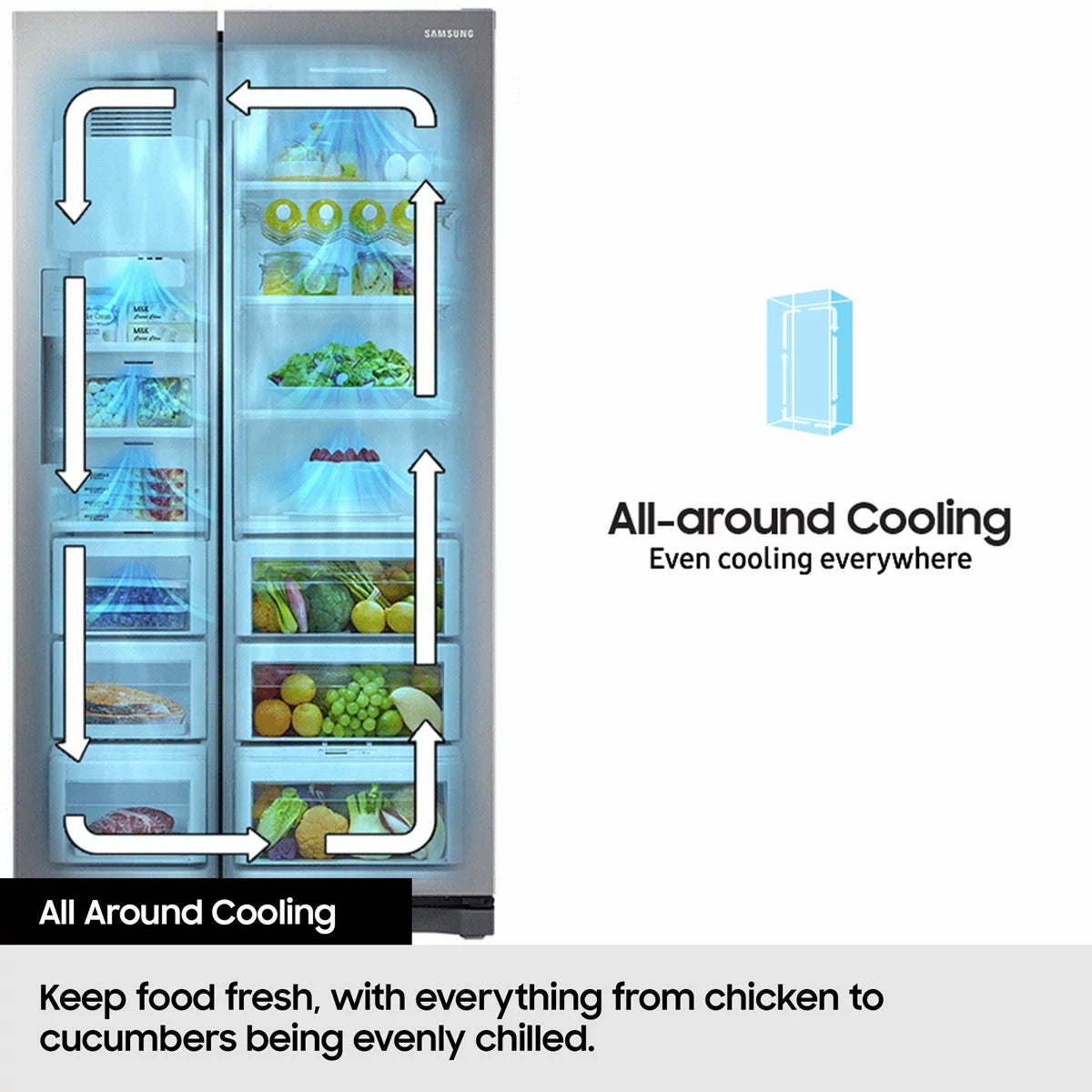 Samsung Series 6, SpaceMax RS70F64KETEU 640L Side by Side Fridge Freezer