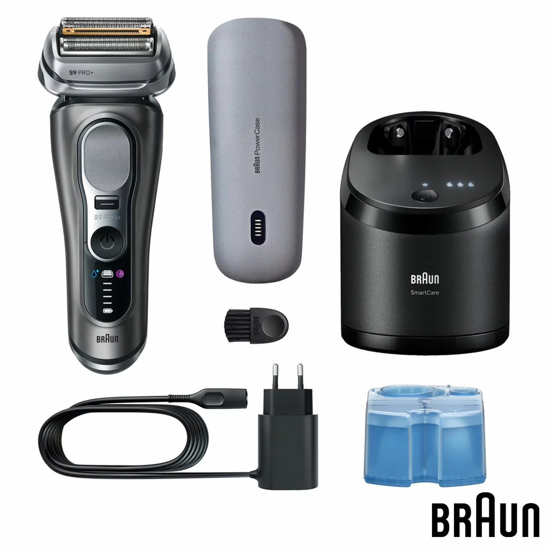 Braun 9675cc Series 9 Pro+ Shaver with Cleaning & Power Case in Grey