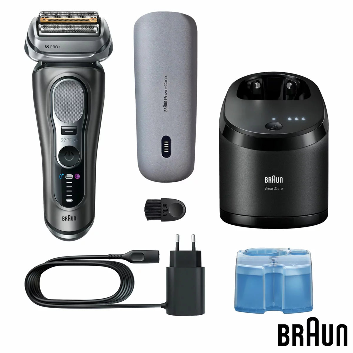 Braun 9675cc Series 9 Pro+ Shaver with Cleaning & Power Case in Grey