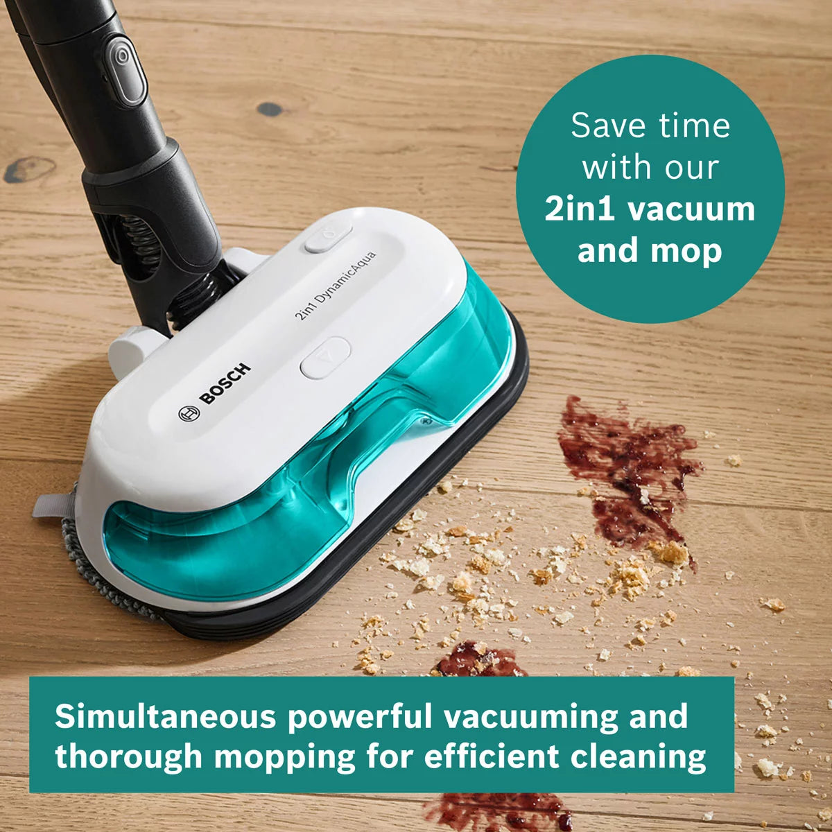 Bosch CS71HYGGB Unlimited 7 Aqua Cordless Vacuum Cleaner & Mop in White &