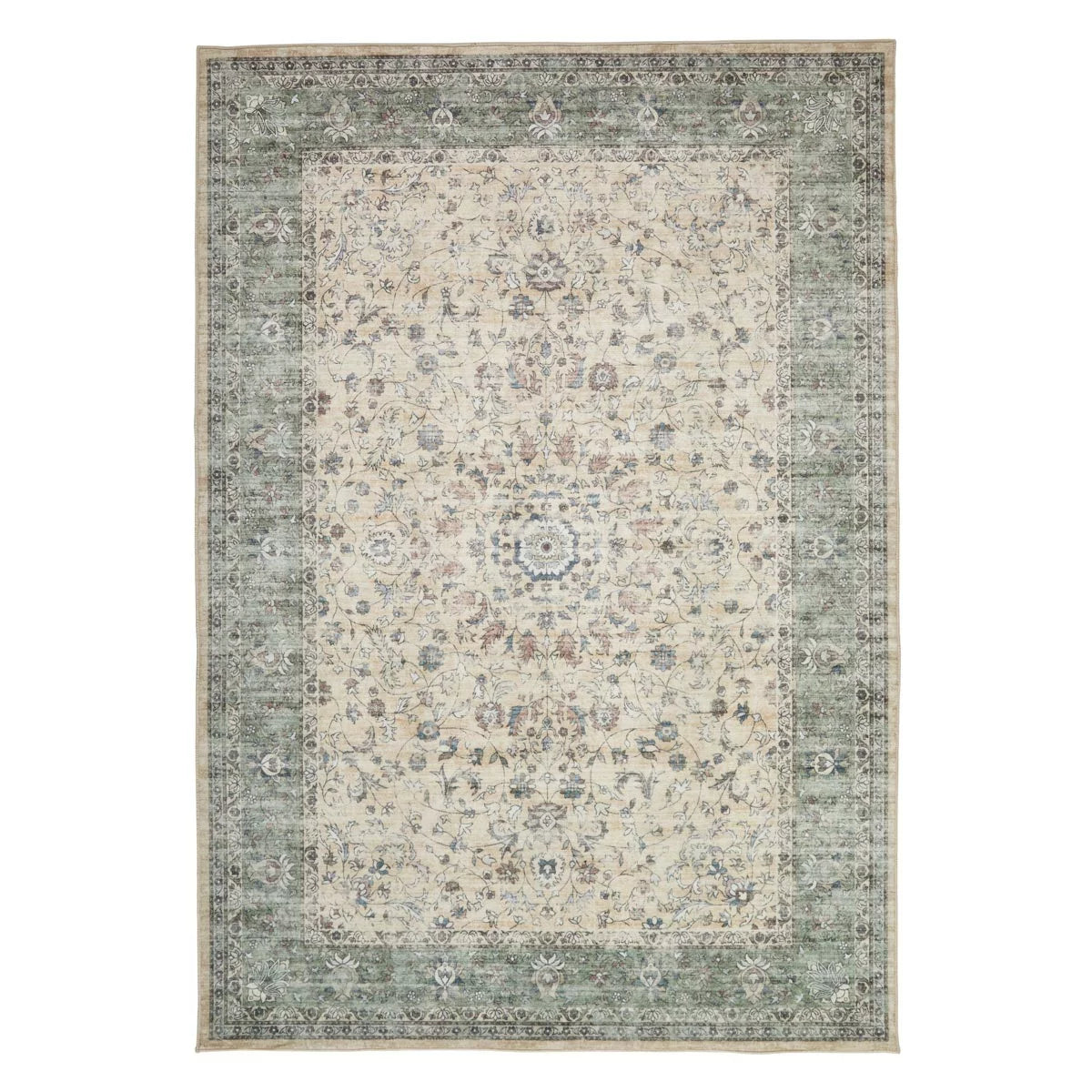 Concept Looms Liberty Cream Green Washable Rug, in 3 Sizes