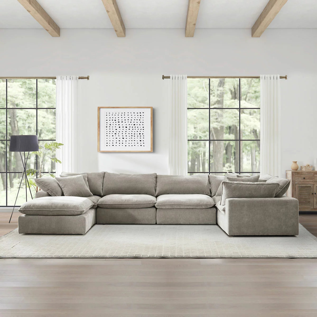 Aiden & Ivy Sereen Beige Fabric 6 Piece Modular Sofa