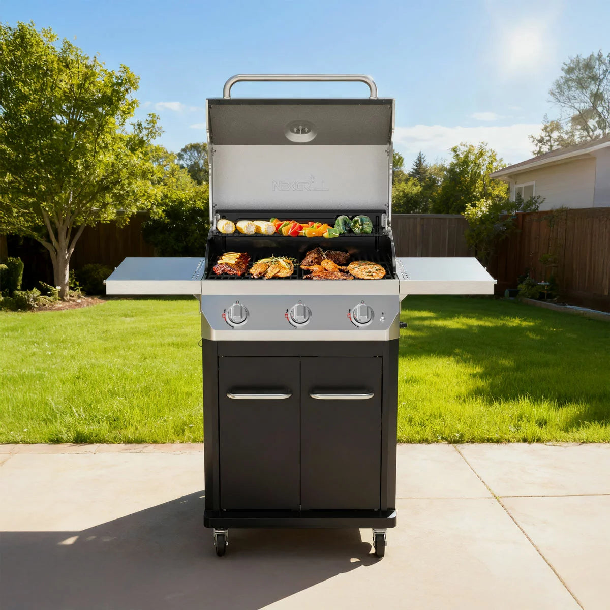 Nexgrill 3 Burner Gas Barbecue Grill + Cover