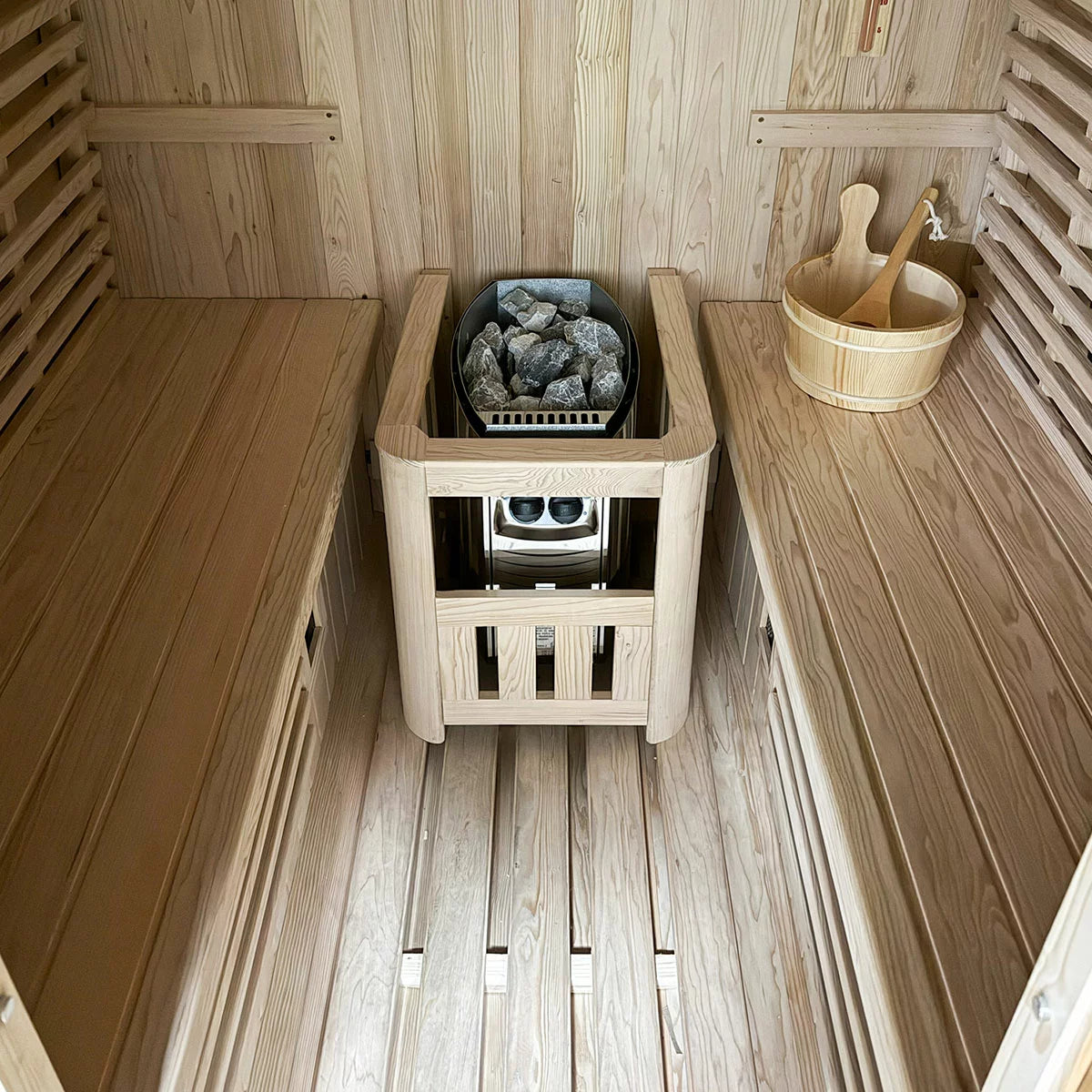 Installed Insignia Luxury 2-3 Person Hybrid Barrel Sauna