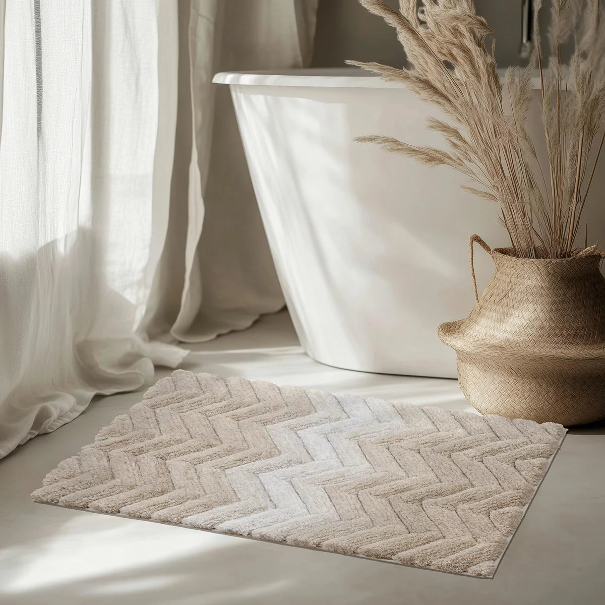 Riviera Home Chevron Ombre Bath Mat, 55 x 91 cm