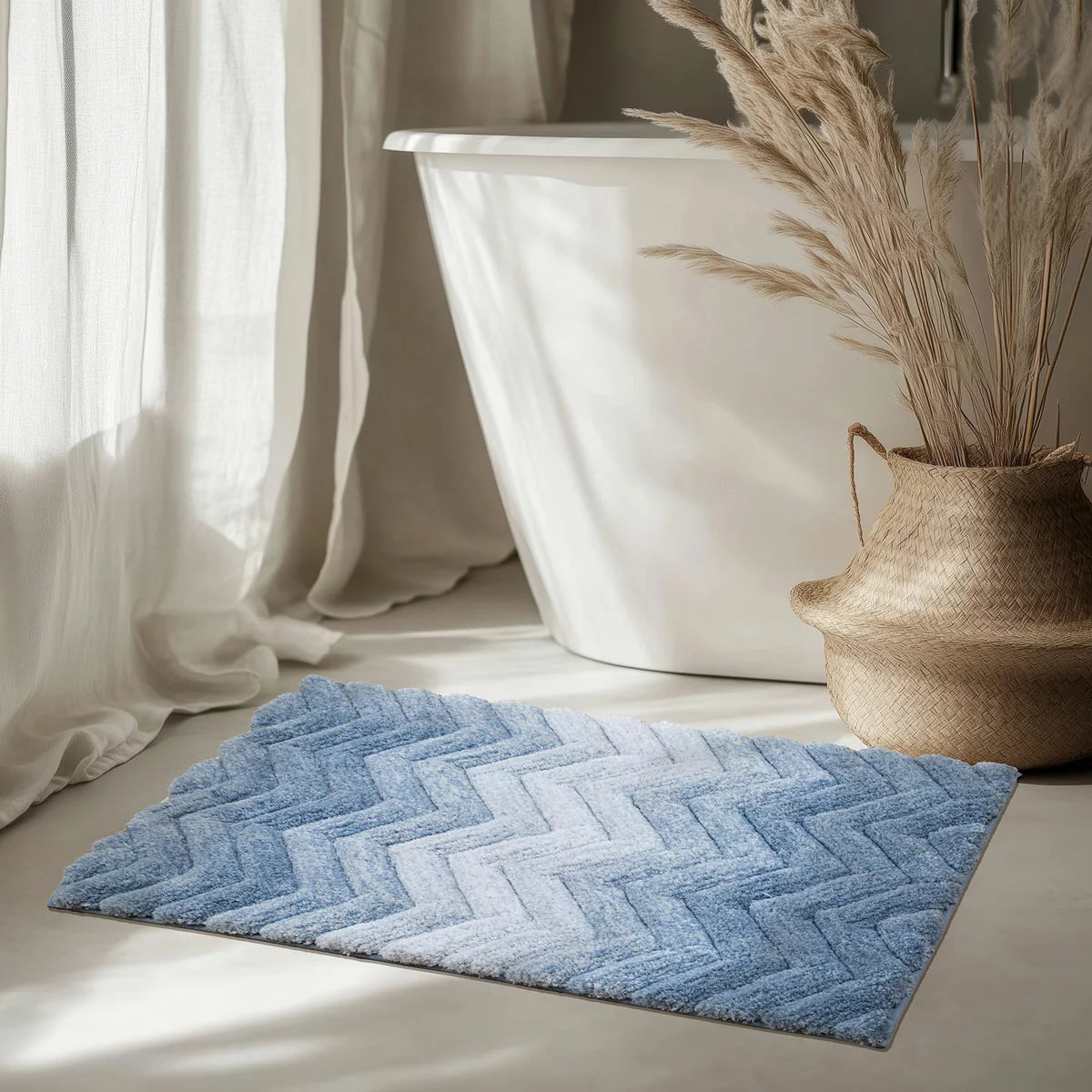 Riviera Home Chevron Ombre Bath Mat, 55 x 91 cm