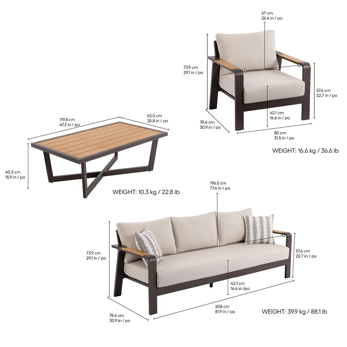 MoDe Trenton 4 Piece Deep Seating Patio Set + Cover