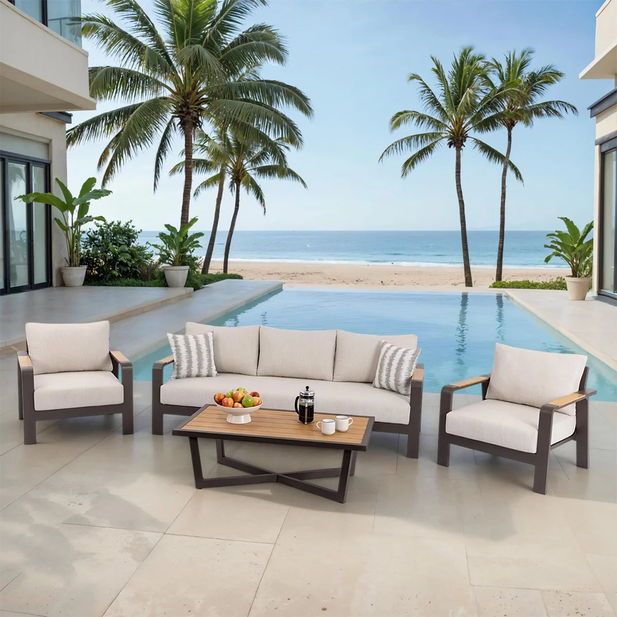MoDe Trenton 4 Piece Deep Seating Patio Set + Cover
