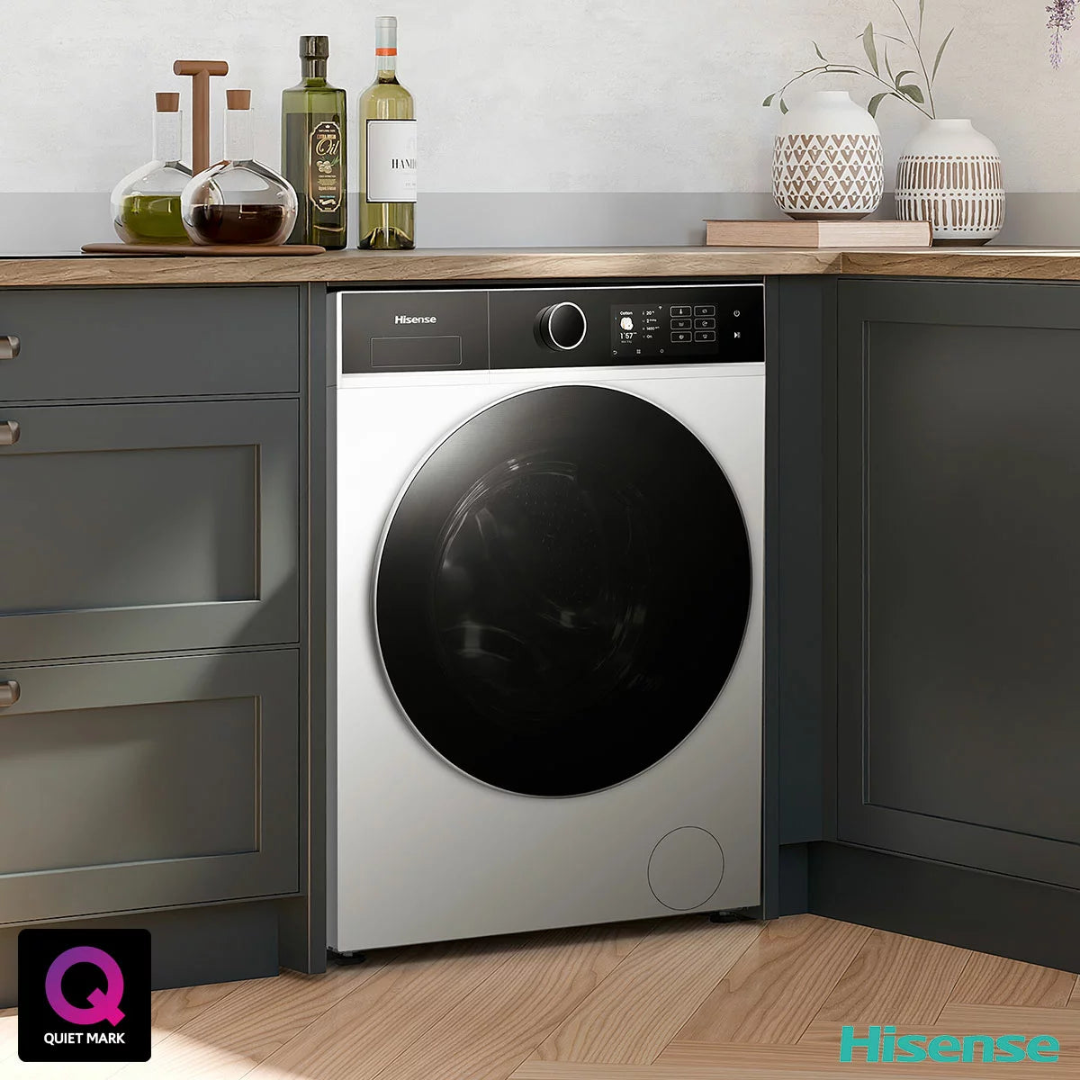 Hisense KitchenFit 5i Series WD5I1045BWQ, 10.5kg / 6kg Washer Dryer, D Rated