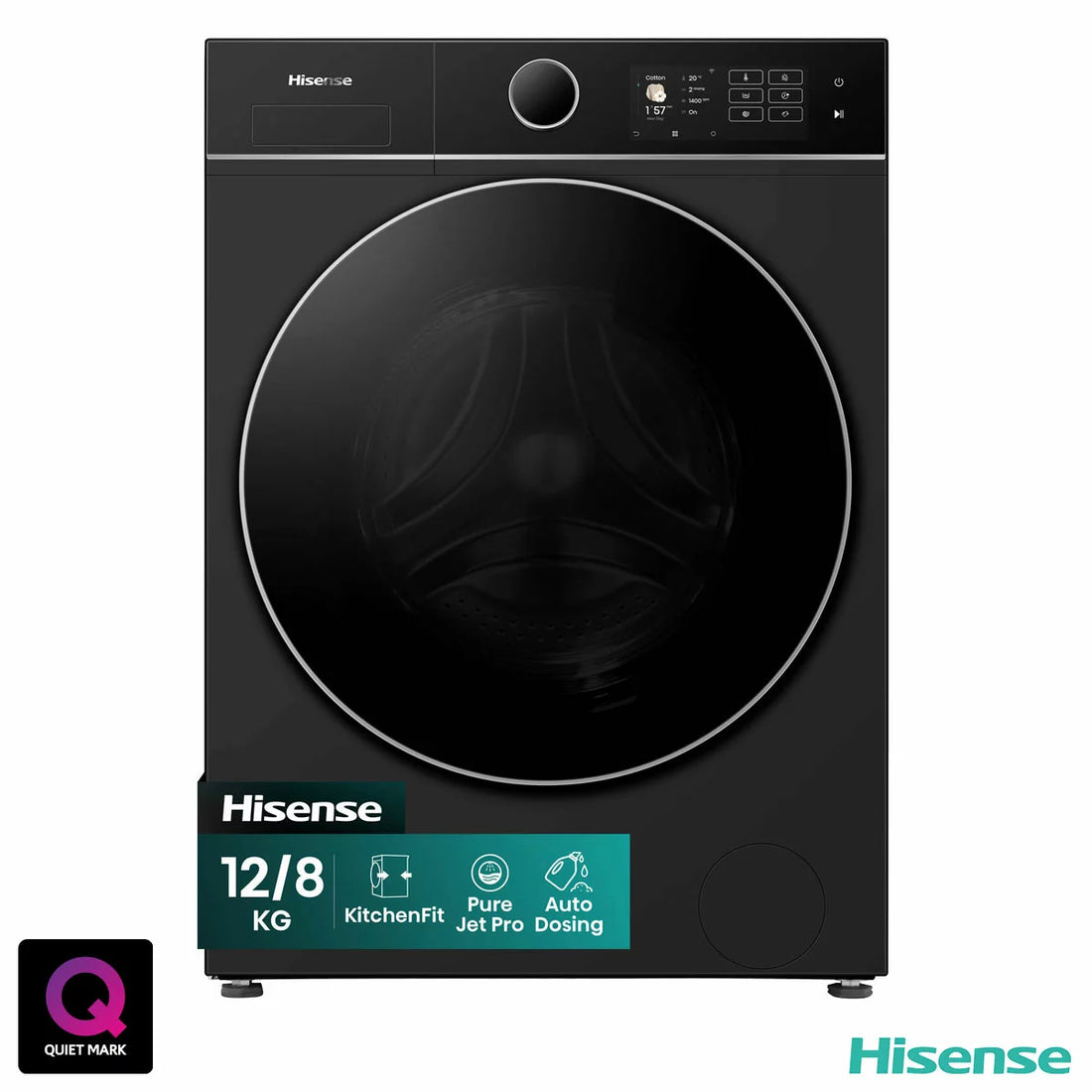 Hisense KitchenFit 5i Series WD5I1245BBR, 12kg/ 8kg Washer Dryer, D Rated
