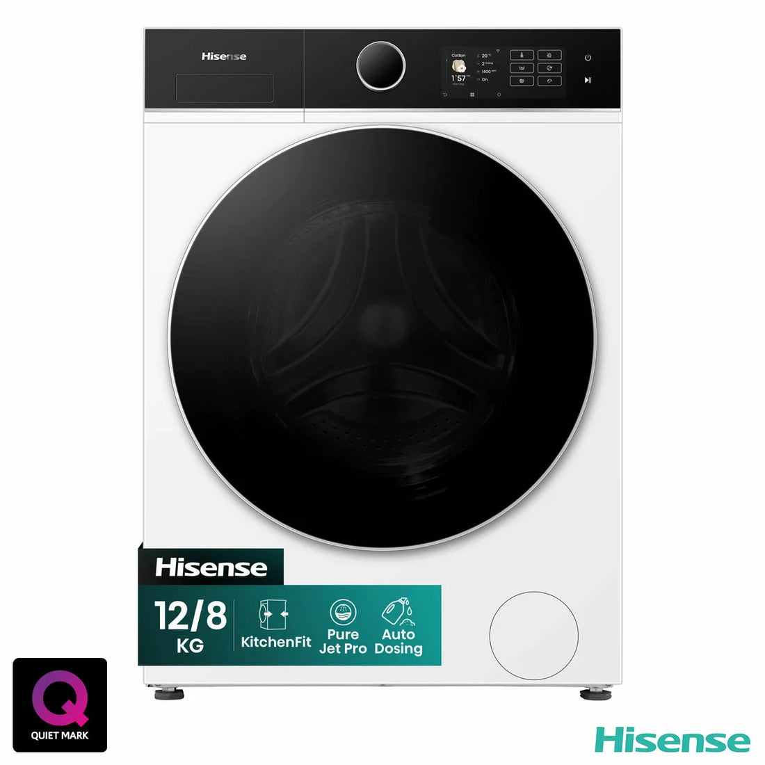 Hisense KitchenFit 5i Series WD5I1245BWR, 12kg/ 8kg Washer Dryer, D Rated
