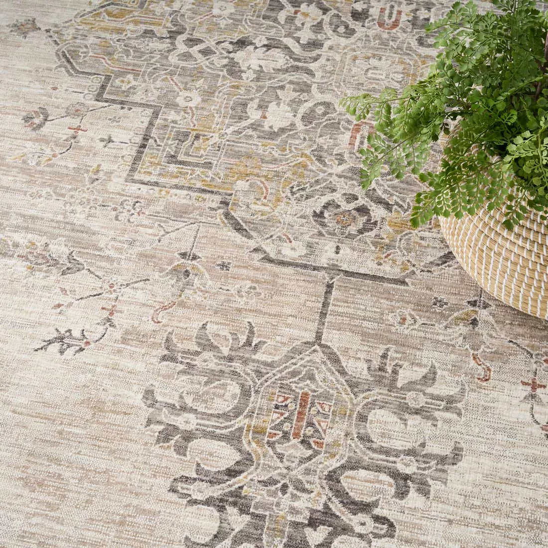 Nourison Antique Fusion Ivory Charcoal Rug, in 3 Sizes