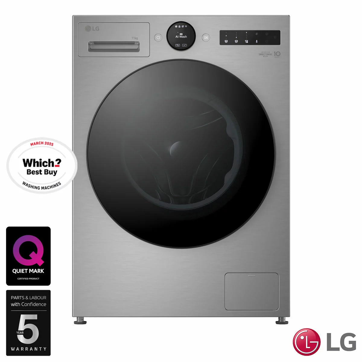 LG F4X7011TSB 11kg, 1400rpm, Washing Machine, A Rated in Silver