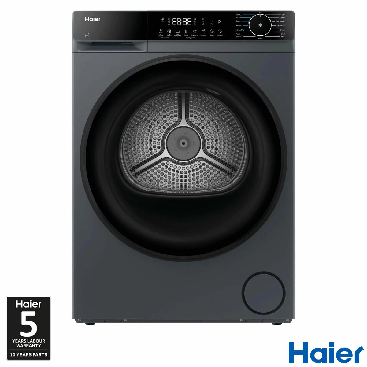 Haier HD100-D357GU1, 10kg Heat Pump Tumble Dryer, A++ Rated in Graphite