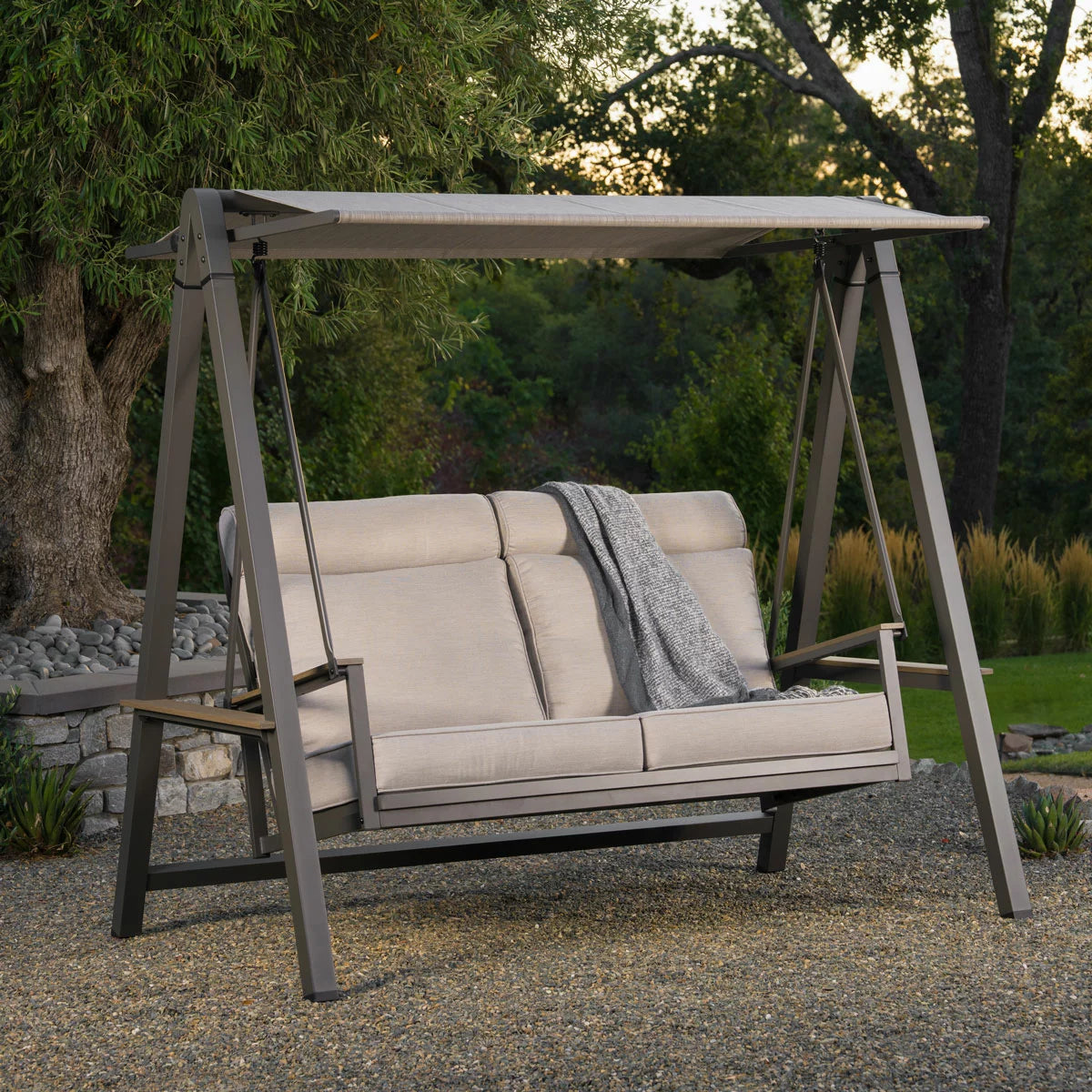 SunVilla Pine Knoll 2 Seater Cushioned Patio Swing with Canopy
