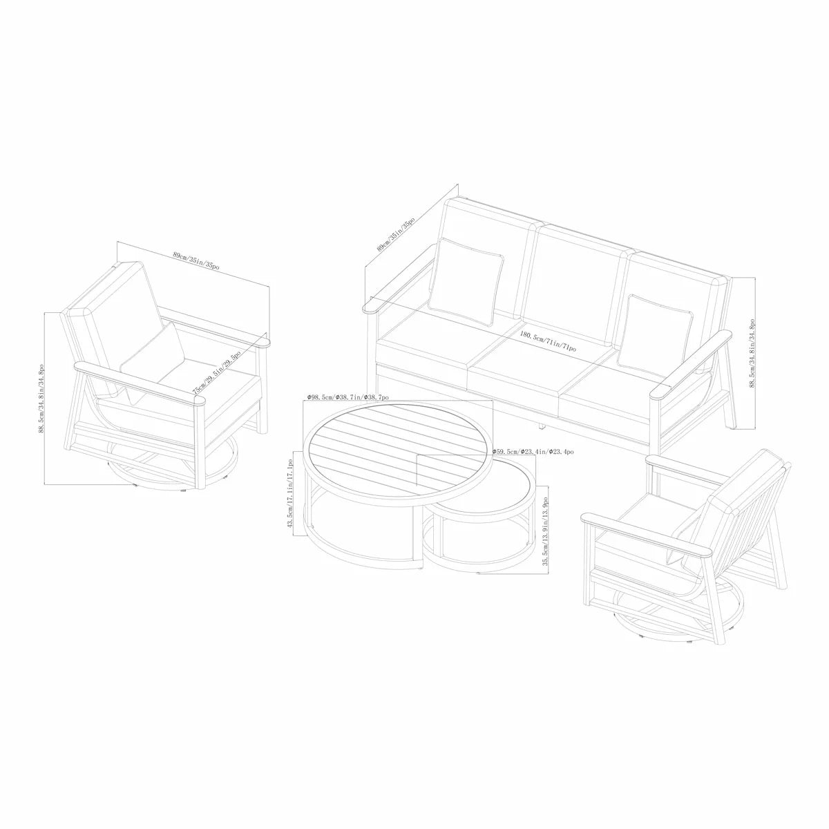 SunVilla Sara 5 Piece Deep Seating Set + Cover