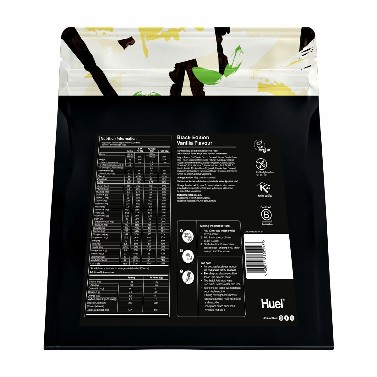 Huel Vanilla Black Edition: High Protein Nutritionally Complete Powder Meal