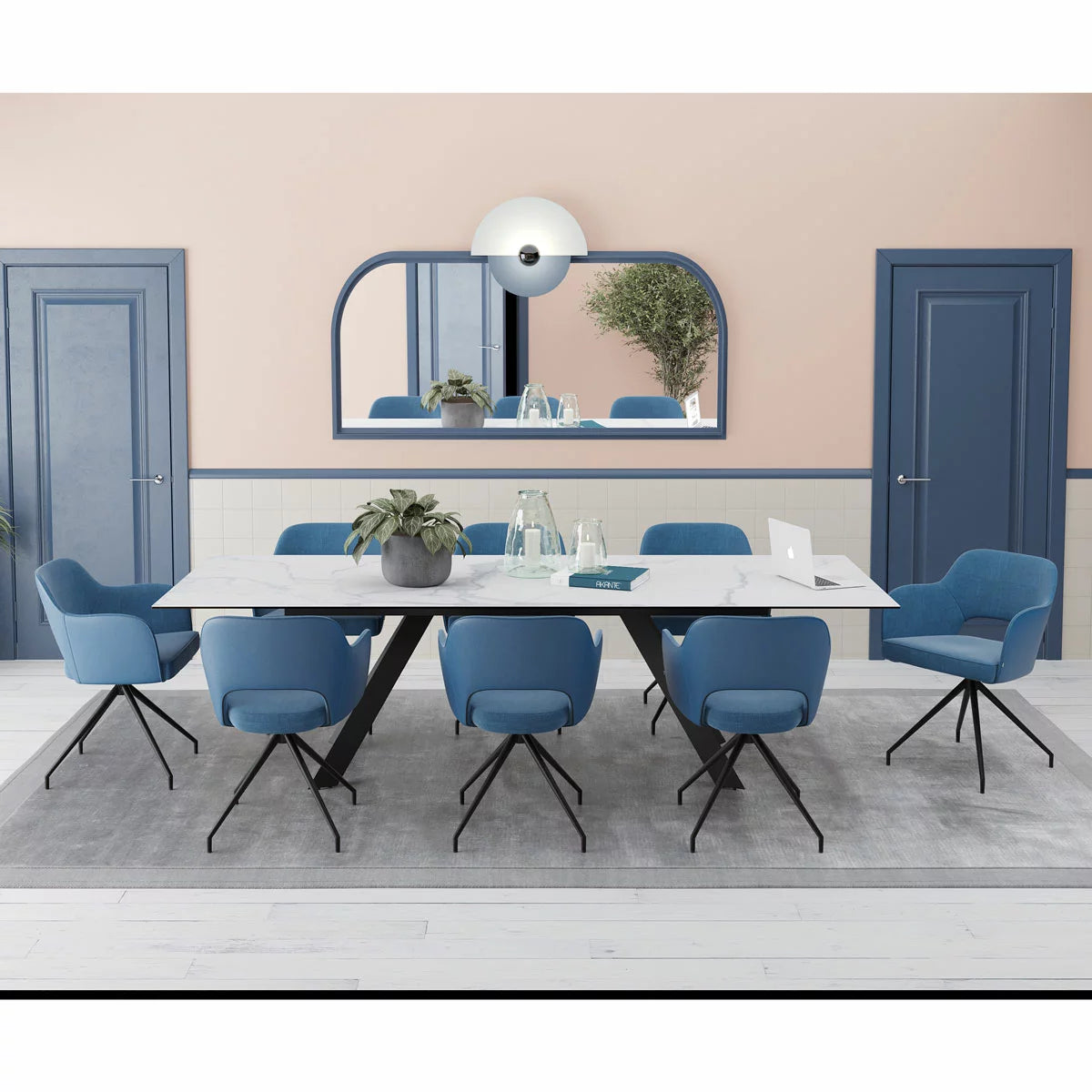 AKANTE Chicago Blue Swivel Dining Chair, 2 Pack