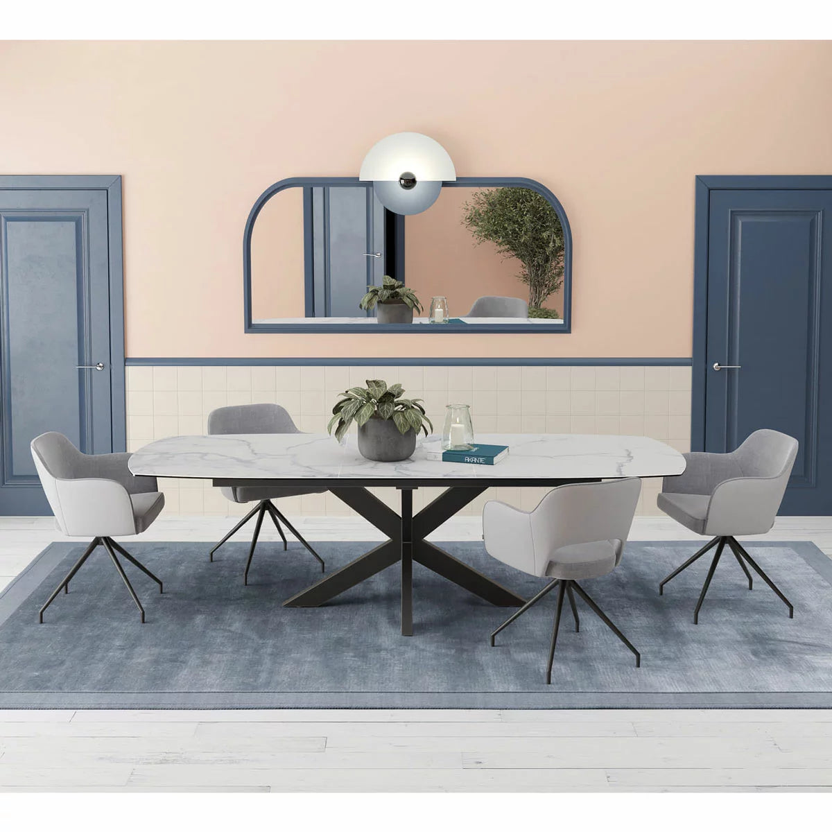 AKANTE Chicago Grey Swivel Dining Chair, 2 Pack