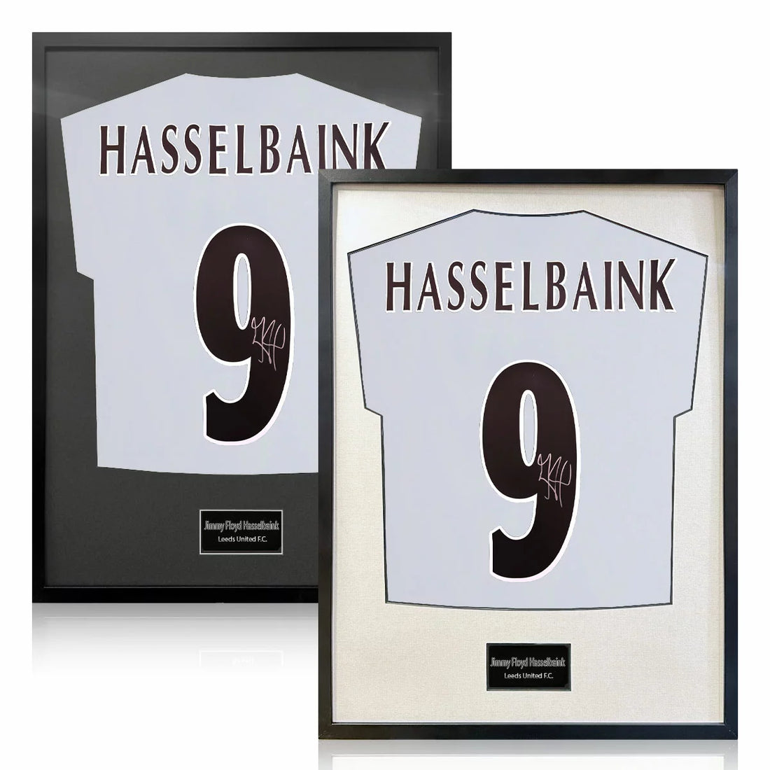Jimmy Floyd Hasselbaink Signed Framed Leeds Football Shirt in 2 Options: White