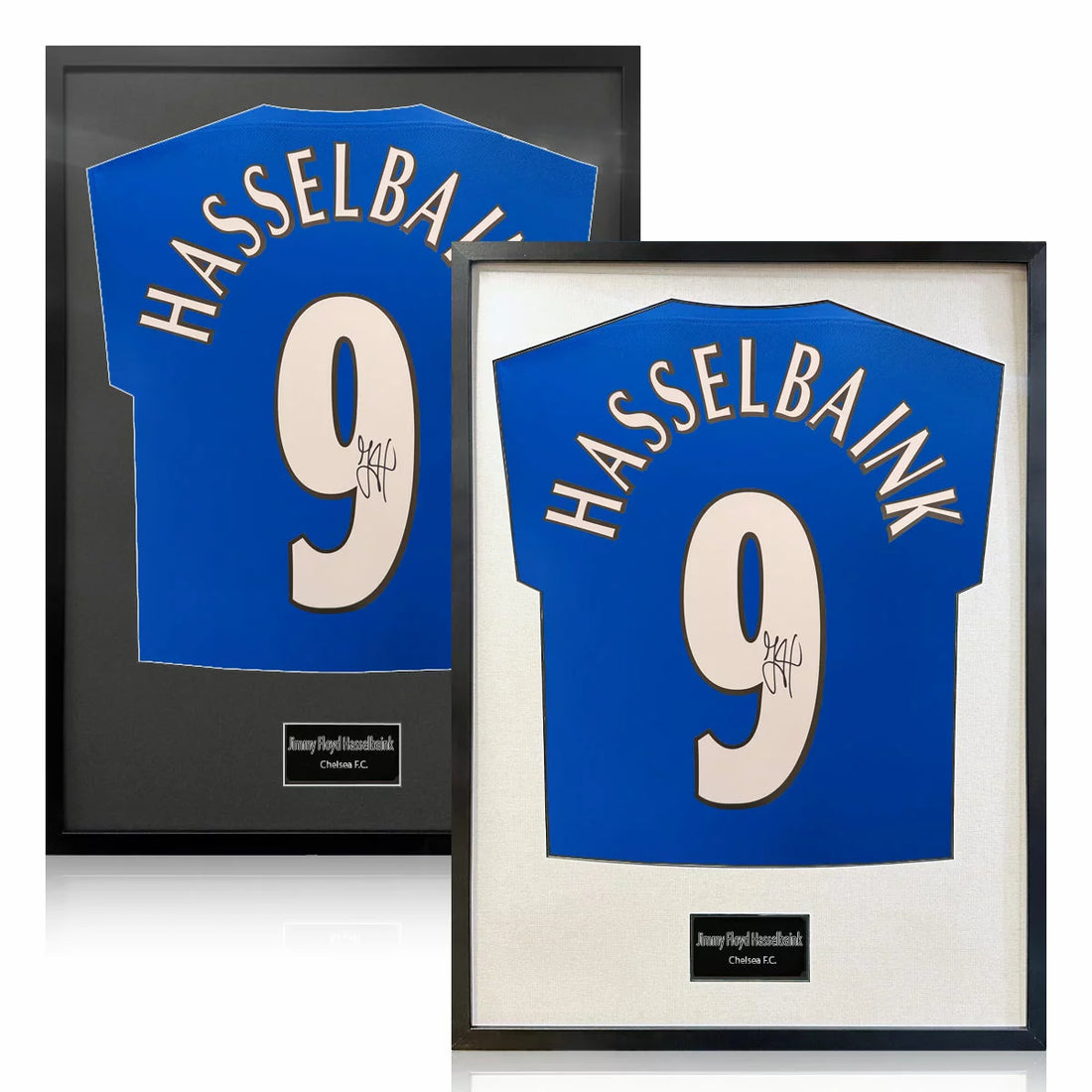 Jimmy Floyd Hasselbaink Signed Framed Chelsea Football Shirt in 2 Options: White