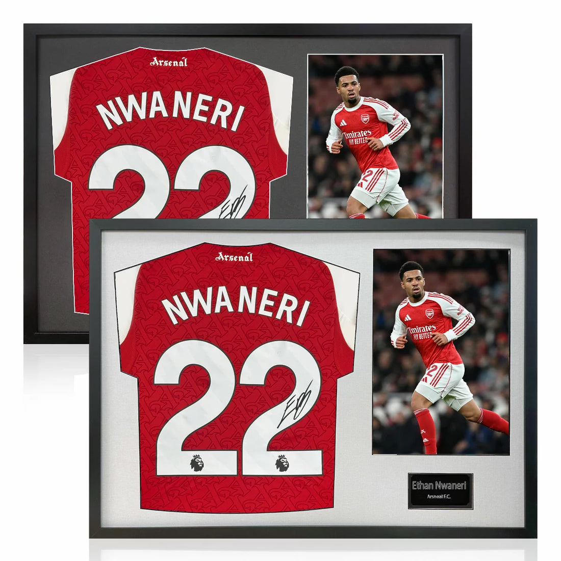 Ethan Nwaneri Signed Framed Arsenal Football Shirt including 1 Photo in 2